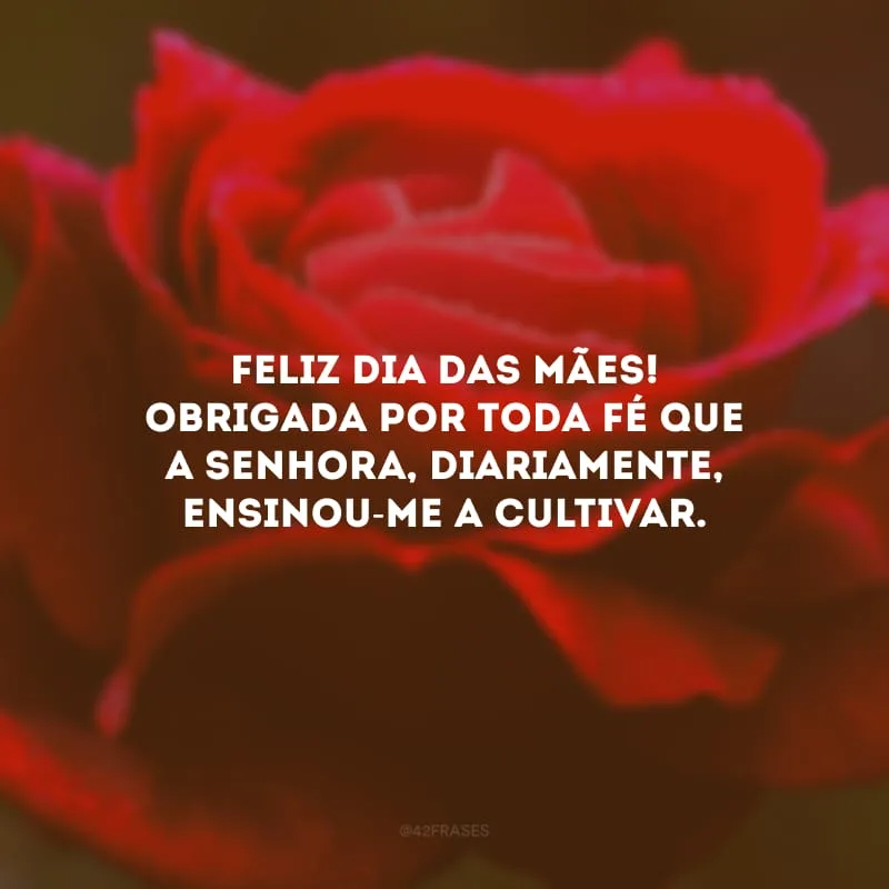 Feliz Dia das Mães! Obrigada por toda fé que a senhora, diariamente, ensinou-me a cultivar.