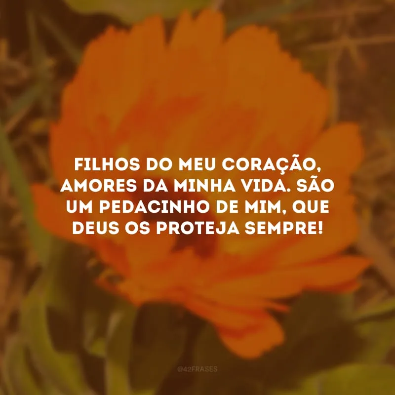 Filhos do meu coração, amores da minha vida. São um pedacinho de mim, que Deus os proteja sempre!