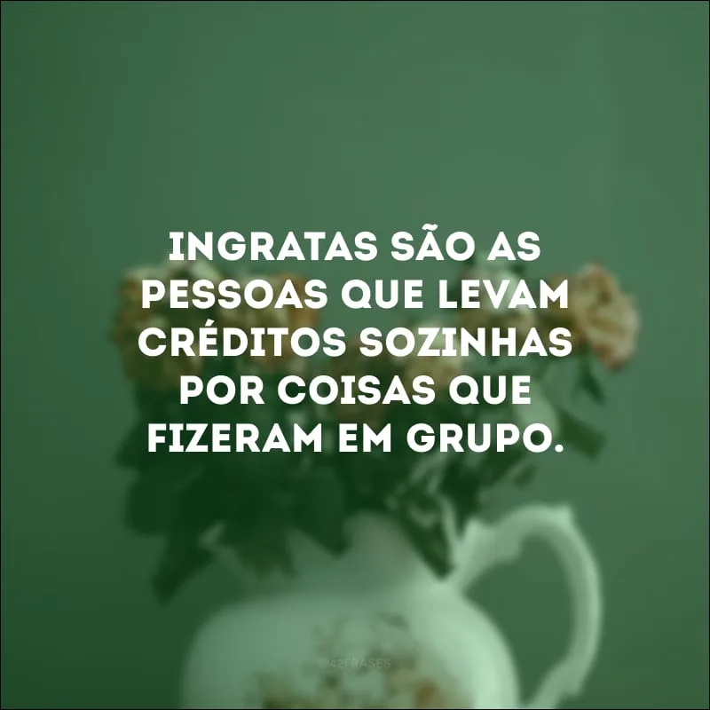 Ingratas são as pessoas que levam créditos sozinhas por coisas que fizeram em grupo.