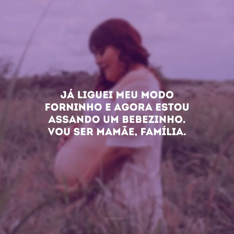 Já liguei meu modo forninho e agora estou assando um bebezinho. Vou ser mamãe, família.