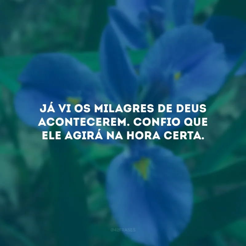 Já vi os milagres de Deus acontecerem. Confio que Ele agirá na hora certa.