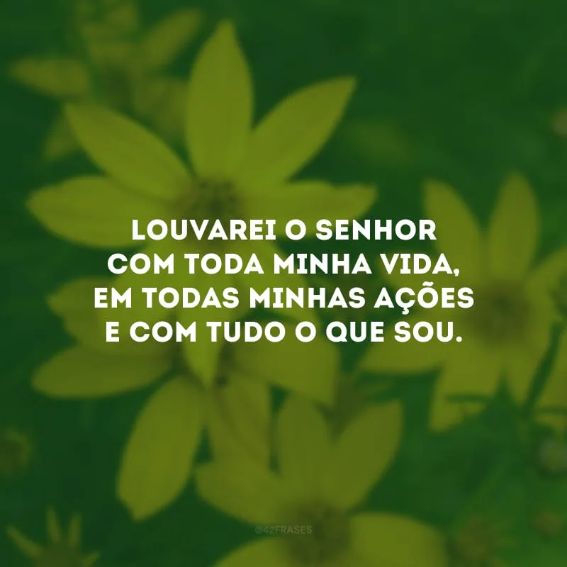 Louvarei o Senhor com toda minha vida, em todas minhas ações e com tudo o que sou.