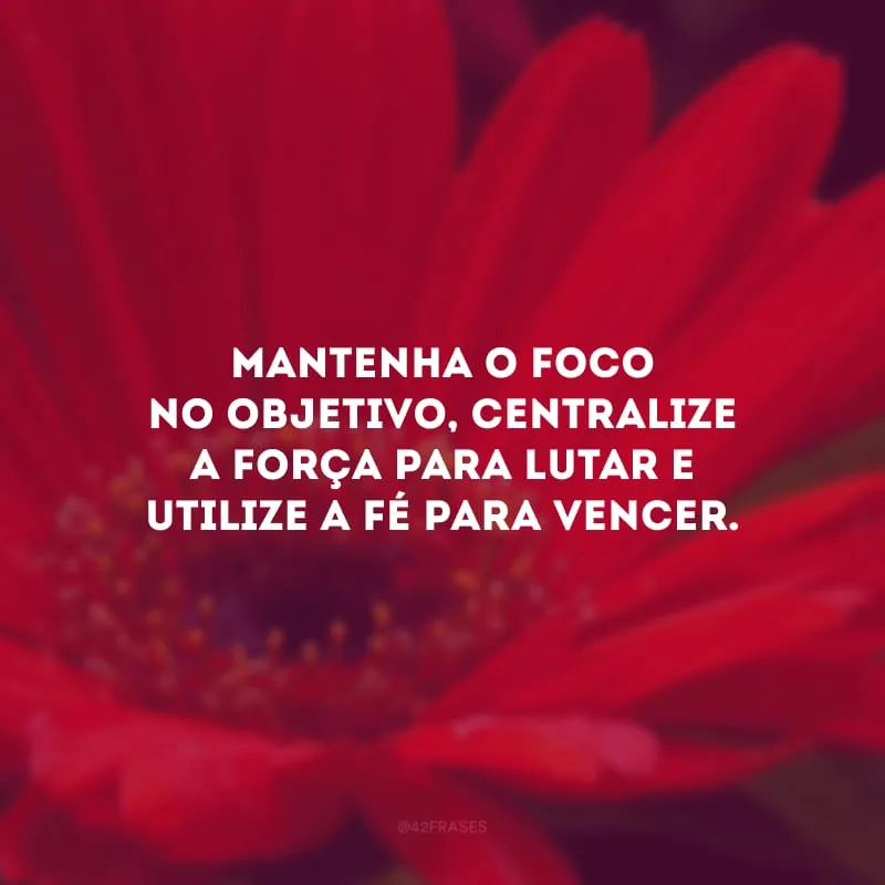 Mantenha o foco no objetivo, centralize a força para lutar e utilize a fé para vencer.