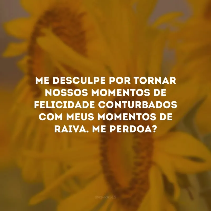 Me desculpe por tornar nossos momentos de felicidade conturbados com meus momentos de raiva. Me perdoa?

