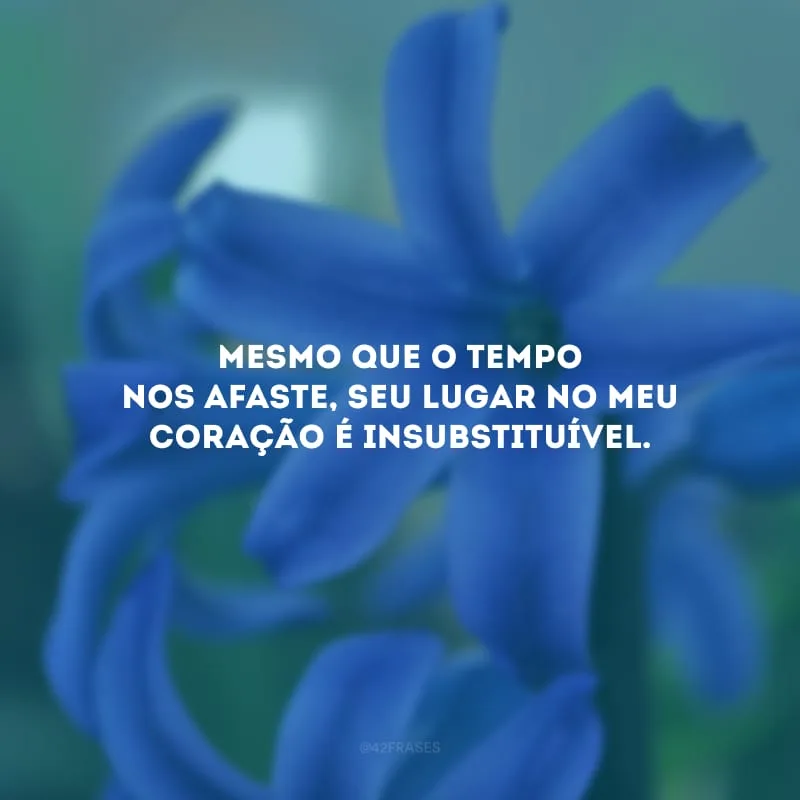 Mesmo que o tempo nos afaste, seu lugar no meu coração é insubstituível.