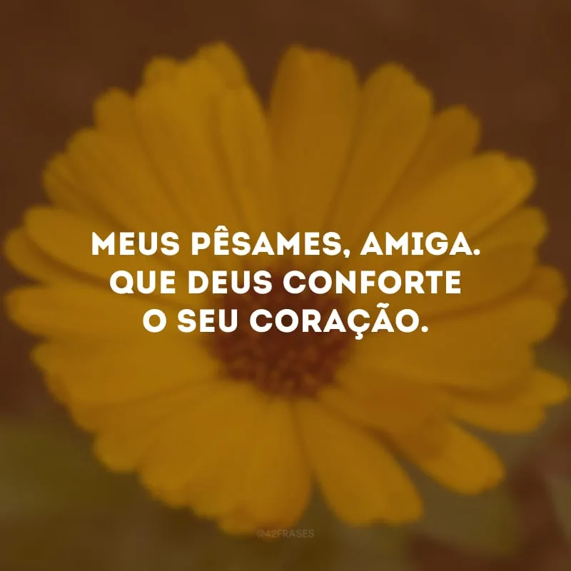 Meus pêsames, amiga. Que Deus conforte o seu coração.