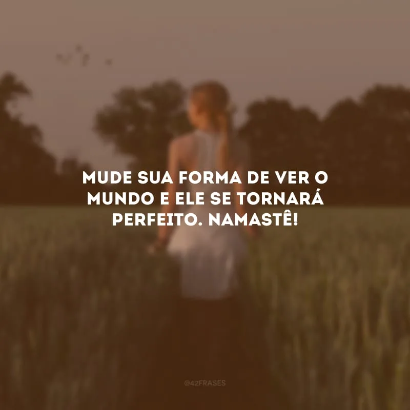 Mude sua forma de ver o mundo e ele se tornará perfeito. Namastê!