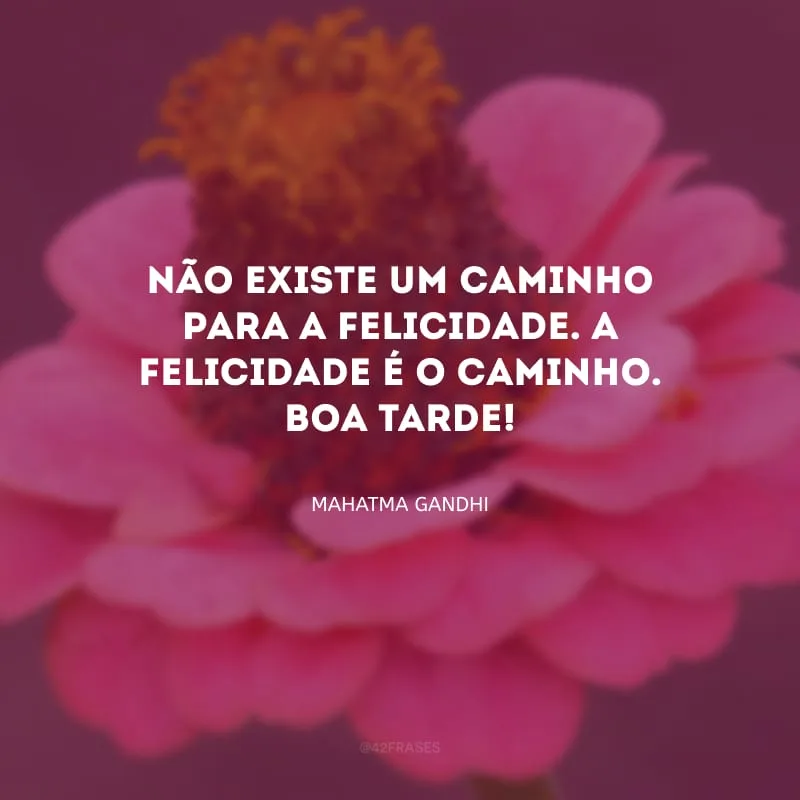 Não existe um caminho para a felicidade. A felicidade é o caminho. Boa tarde!