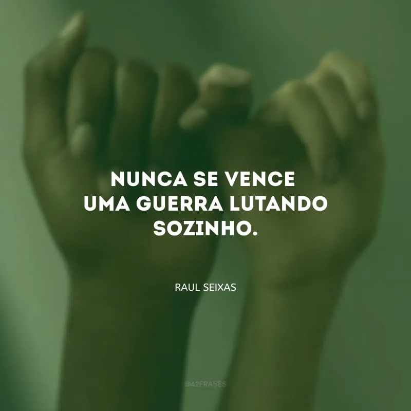 Nunca se vence uma guerra lutando sozinho.