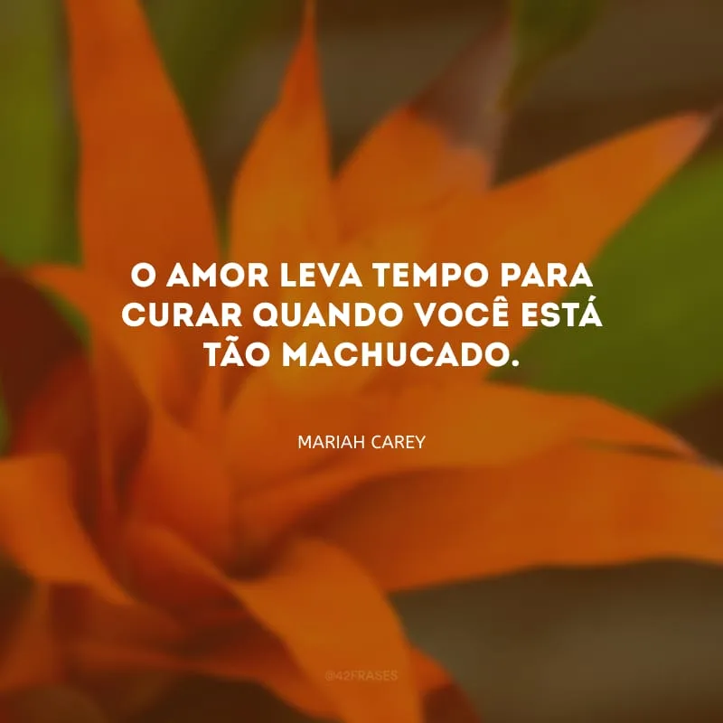 O amor leva tempo para curar quando você está tão machucado. 
