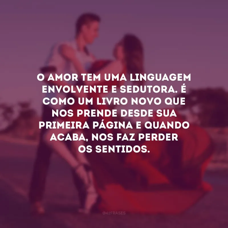 O amor tem uma linguagem envolvente e sedutora. É como um livro novo que nos prende desde sua primeira página e quando acaba, nos faz perder os sentidos. 