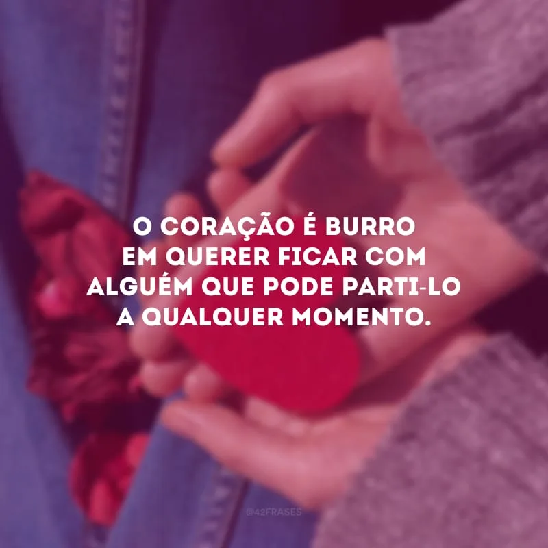 O coração é burro em querer ficar com alguém que pode parti-lo a qualquer momento.