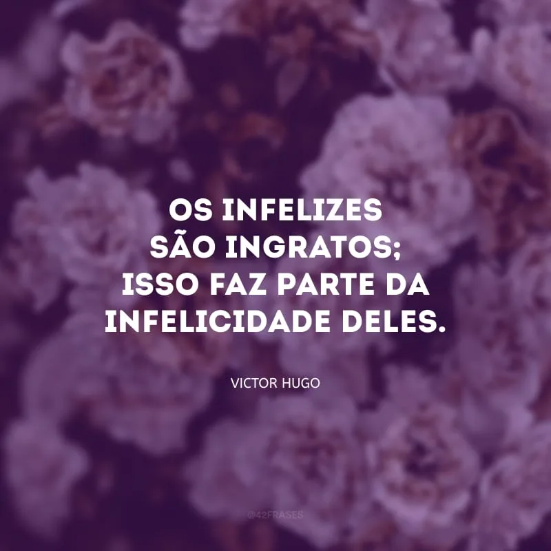 Os infelizes são ingratos; isso faz parte da infelicidade deles.