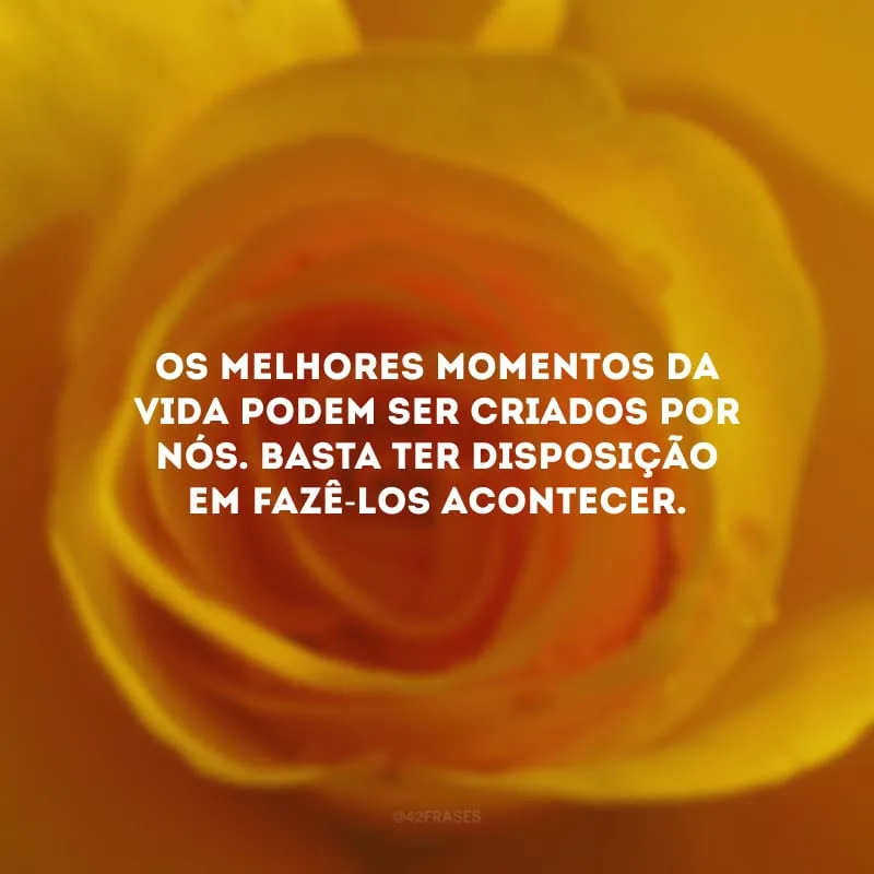 Os melhores momentos da vida podem ser criados por nós. Basta ter disposição em fazê-los acontecer.