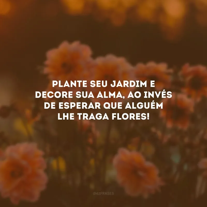 Plante seu jardim e decore sua alma, ao invés de esperar que alguém lhe traga flores!