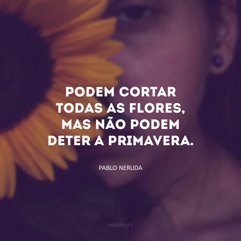 Podem cortar todas as flores, mas não podem deter a primavera.