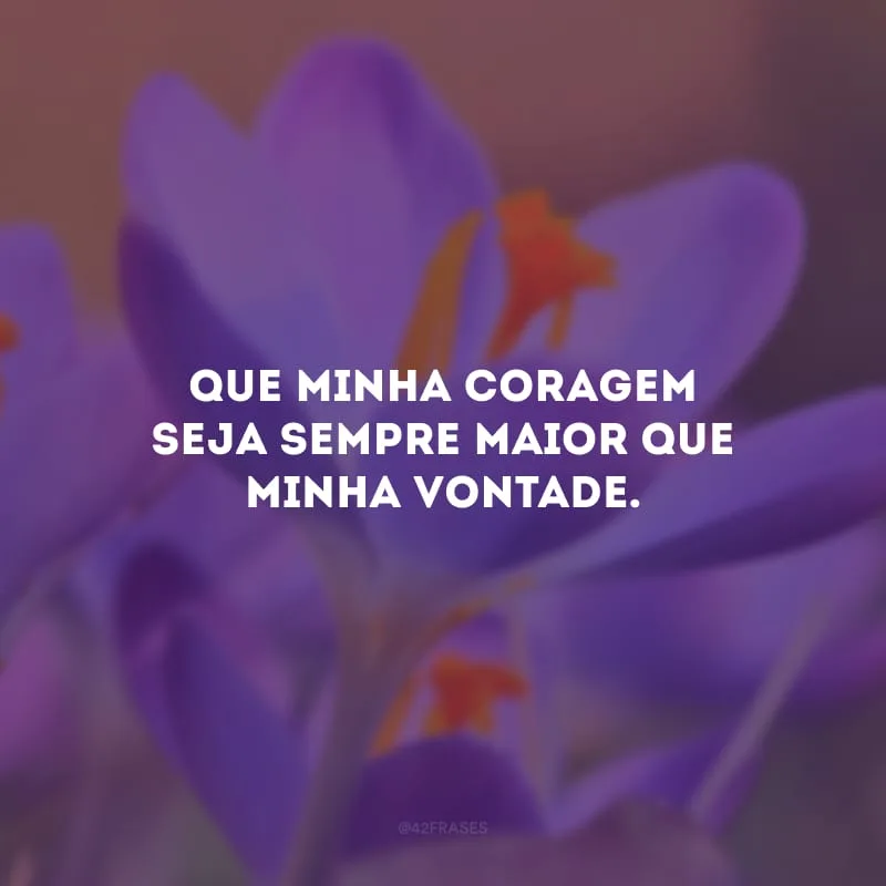 Que minha coragem seja sempre maior que minha vontade.