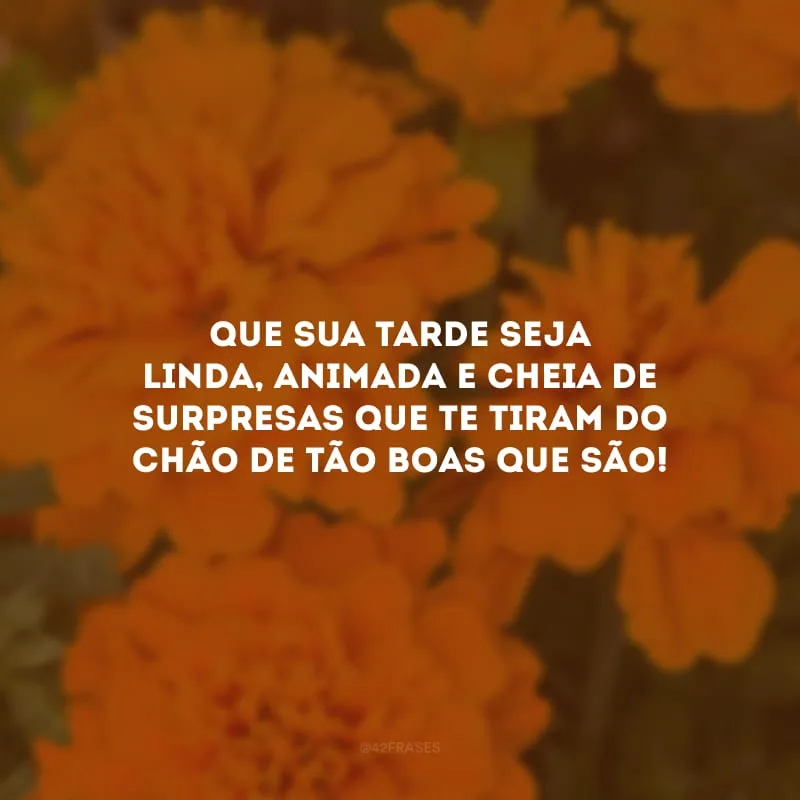 Que sua tarde seja linda, animada e cheia de surpresas que te tiram do chão de tão boas que são!