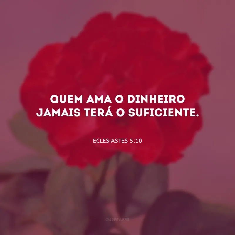 Quem ama o dinheiro jamais terá o suficiente.
