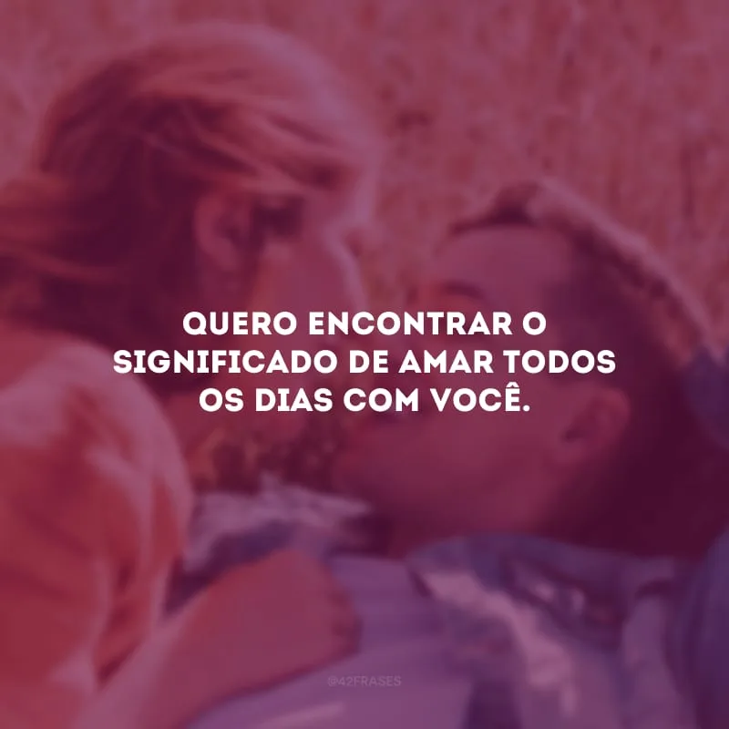 Quero encontrar o significado de amar todos os dias com você.