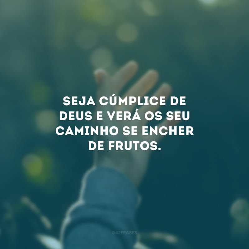 Seja cúmplice de Deus e verá os seu caminho se encher de frutos. 