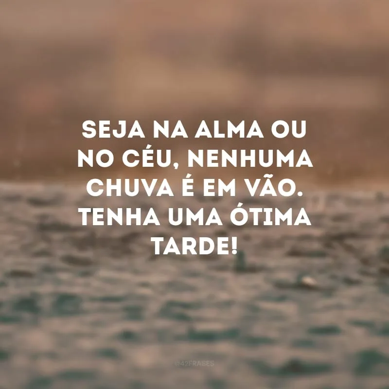 Seja na alma ou no céu, nenhuma chuva é em vão. Tenha uma ótima tarde! 
