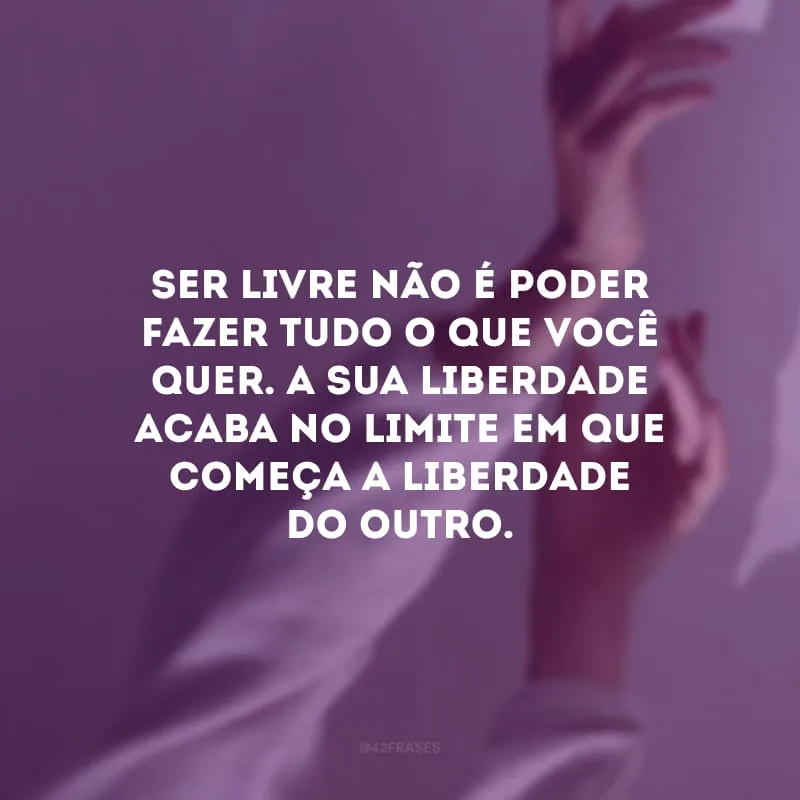 Ser livre não é poder fazer tudo o que você quer. A sua liberdade acaba no limite em que começa a liberdade do outro.