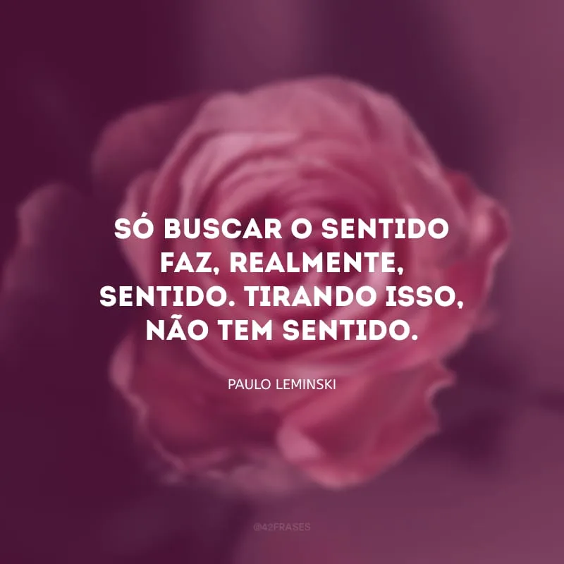 Só buscar o sentido faz, realmente, sentido. Tirando isso, não tem sentido.