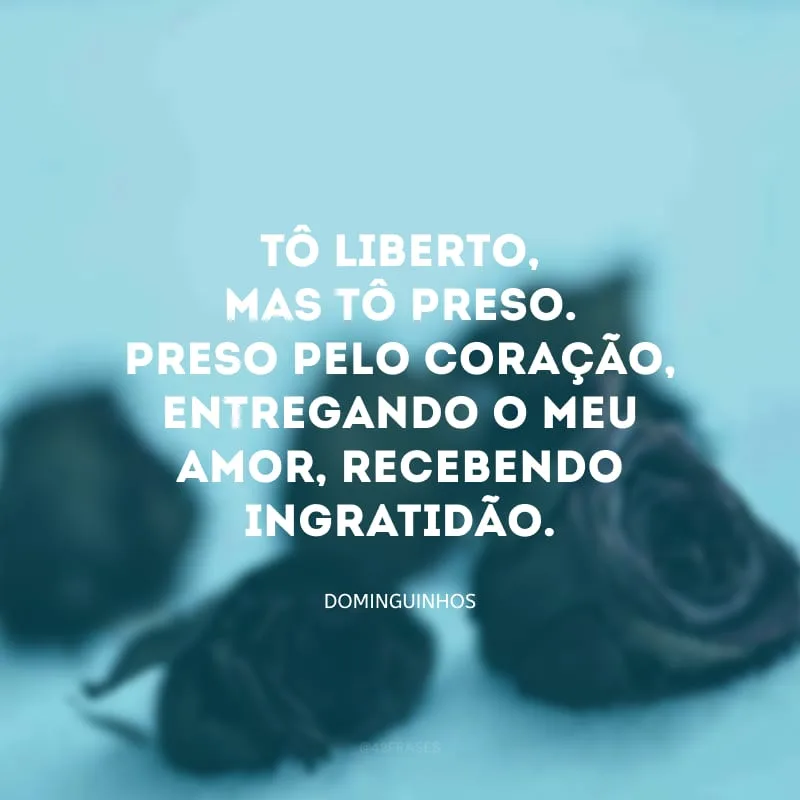 Tô liberto, mas tô preso. Preso pelo coração, entregando o meu amor, recebendo ingratidão.