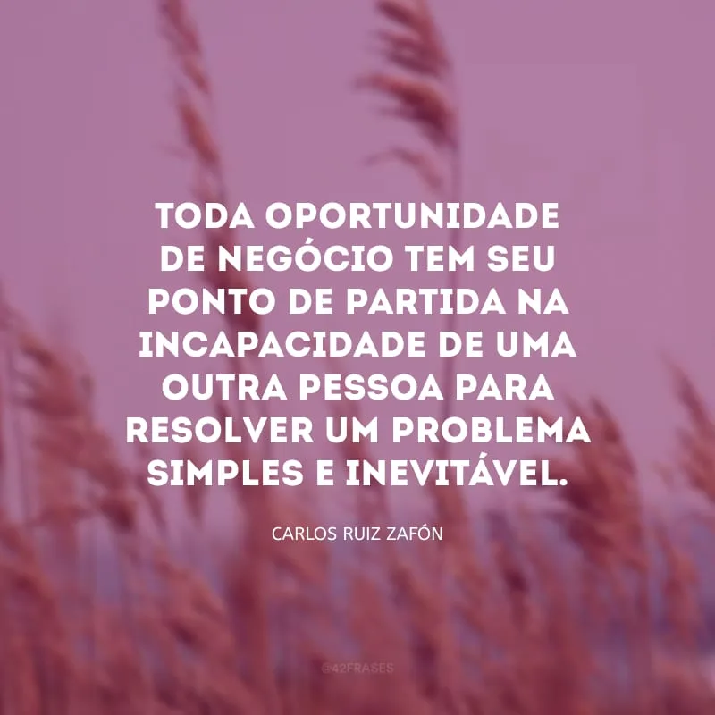 Toda oportunidade de negócio tem seu ponto de partida na incapacidade de uma outra pessoa para resolver um problema simples e inevitável.