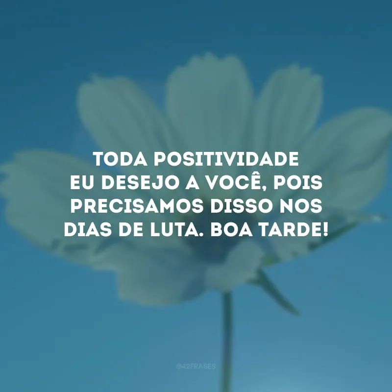 Toda positividade eu desejo a você, pois precisamos disso nos dias de luta. Boa tarde!