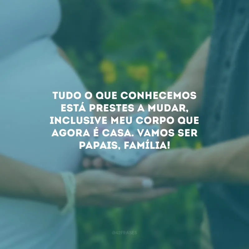 Tudo o que conhecemos está prestes a mudar, inclusive meu corpo que agora é casa. Vamos ser papais, família!