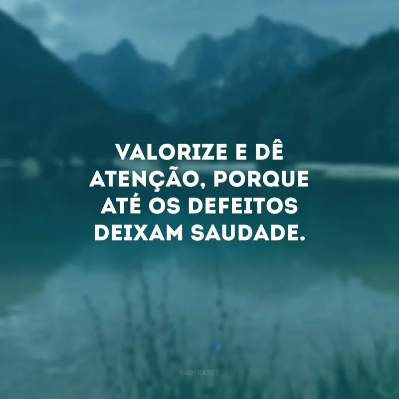 Valorize e dê atenção, porque até os defeitos deixam saudade.

