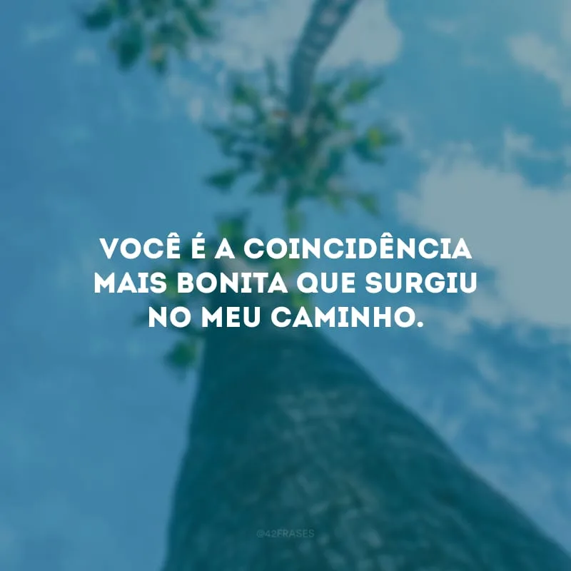 Você é a coincidência mais bonita que surgiu no meu caminho. 

