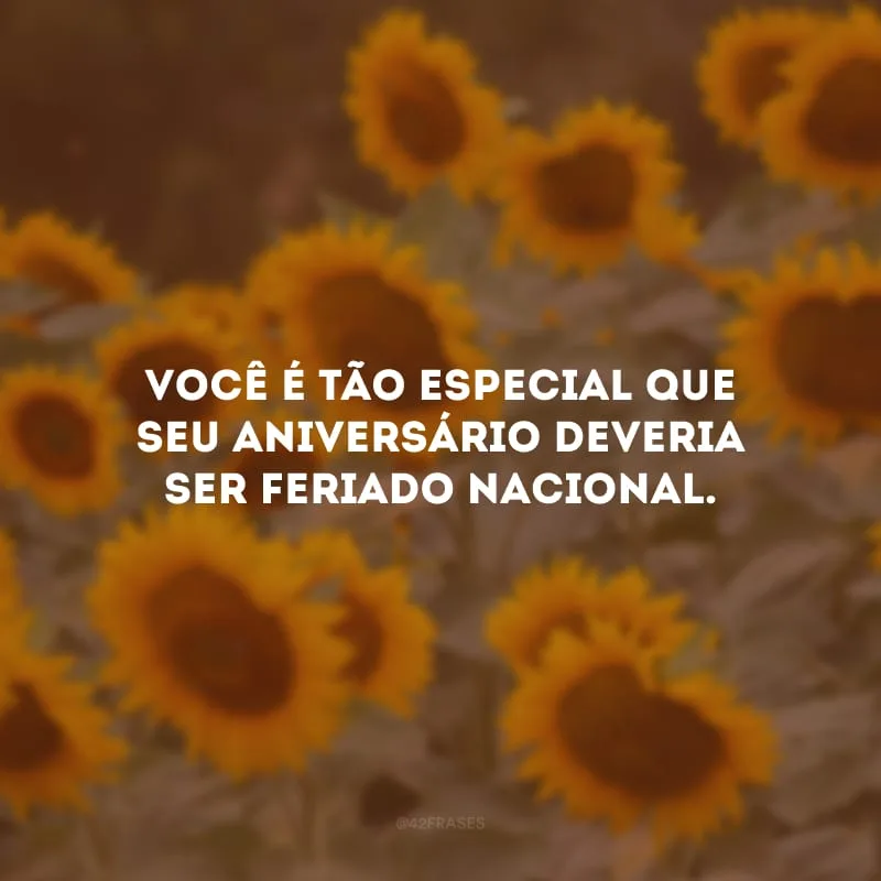 Você é tão especial que seu aniversário deveria ser feriado nacional.
