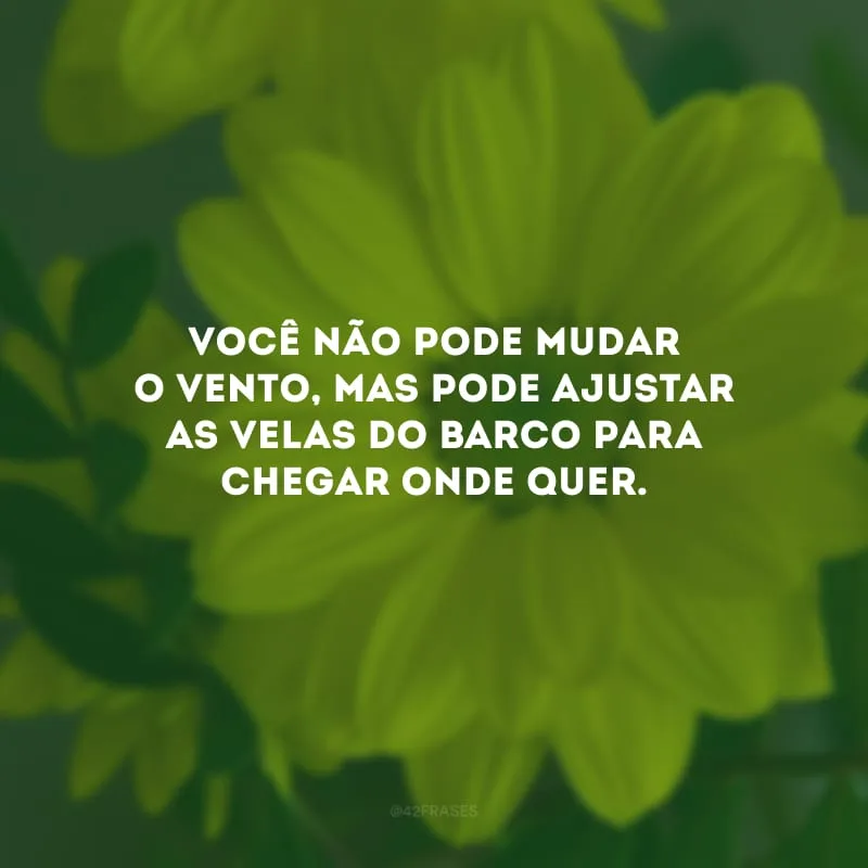Você não pode mudar o vento, mas pode ajustar as velas do barco para chegar onde quer.