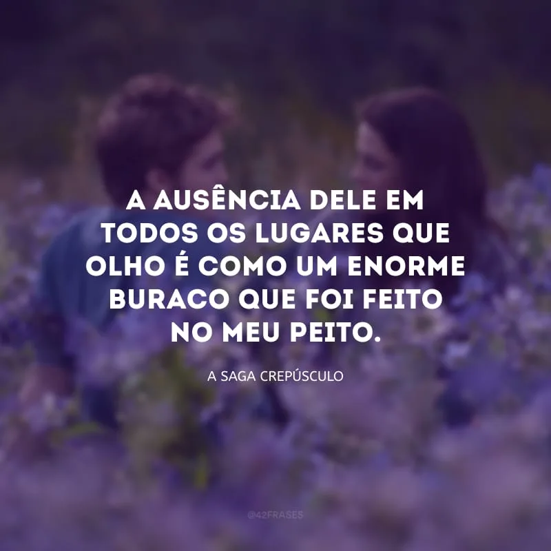 A ausência dele em todos os lugares que olho é como um enorme buraco que foi feito no meu peito.