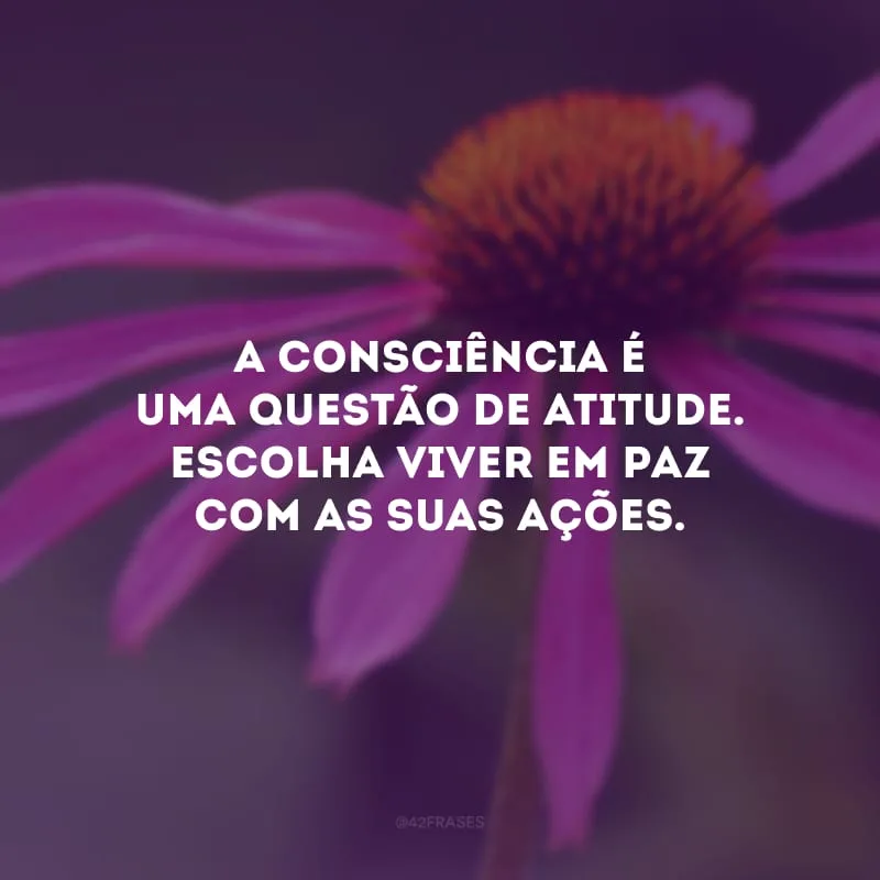 A consciência é uma questão de atitude. Escolha viver em paz com as suas ações.
