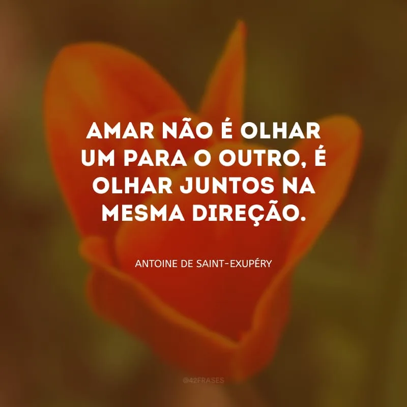 Amar não é olhar um para o outro, é olhar juntos na mesma direção.
