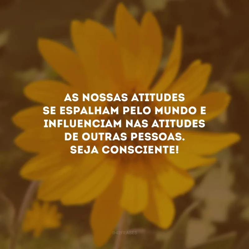 As nossas atitudes se espalham pelo mundo e influenciam nas atitudes de outras pessoas. Seja consciente!