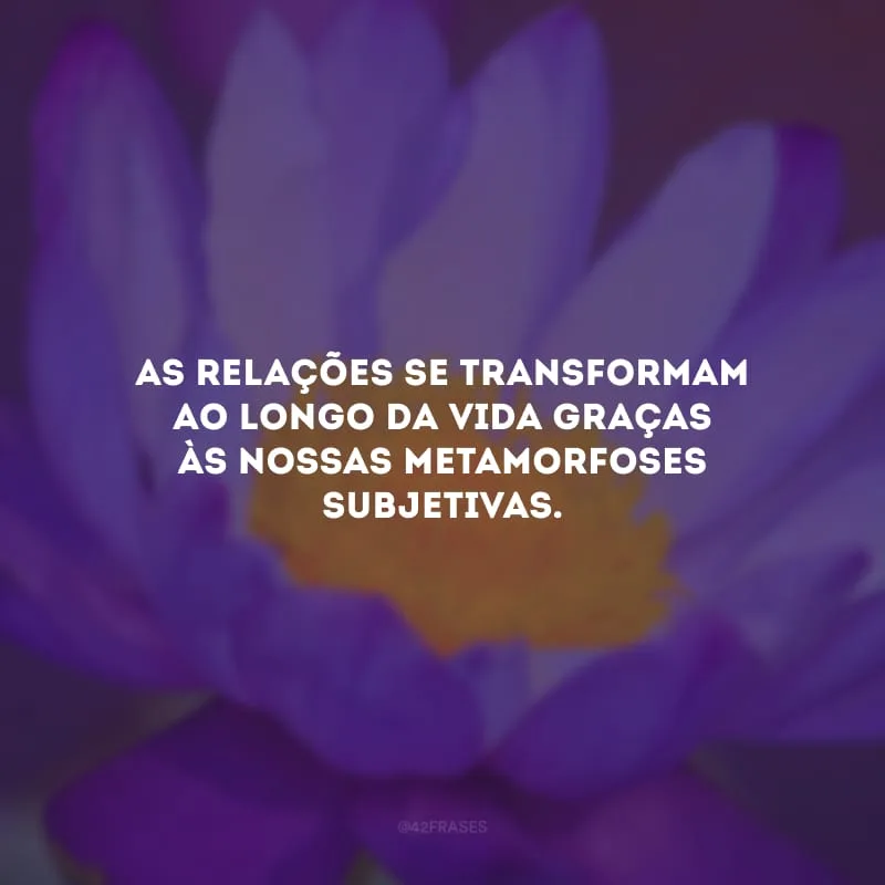 As relações se transformam ao longo da vida graças às nossas metamorfoses subjetivas. 