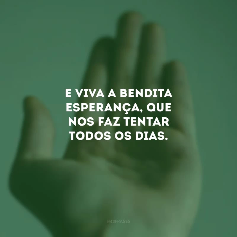 E viva a bendita esperança, que nos faz tentar todos os dias. 