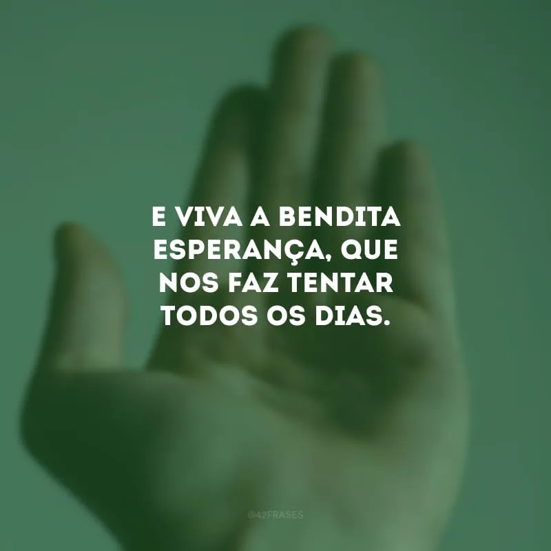 E viva a bendita esperança, que nos faz tentar todos os dias. 