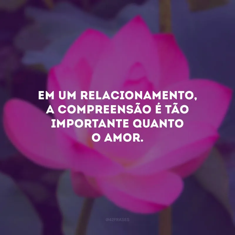 Em um relacionamento, a compreensão é tão importante quanto o amor.
