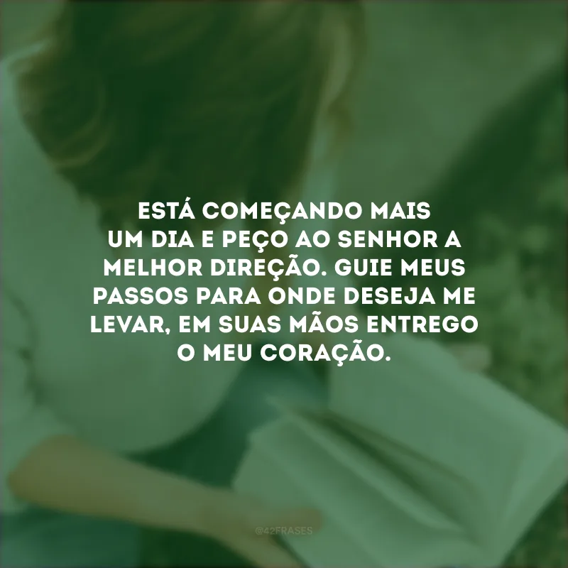 Está começando mais um dia e peço ao Senhor a melhor direção. Guie meus passos para onde deseja me levar, em Suas mãos entrego o meu coração.