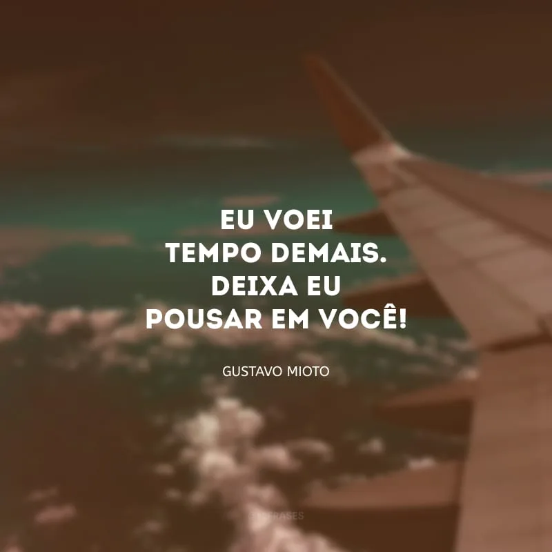 Eu voei tempo demais. Deixa eu pousar em você! 