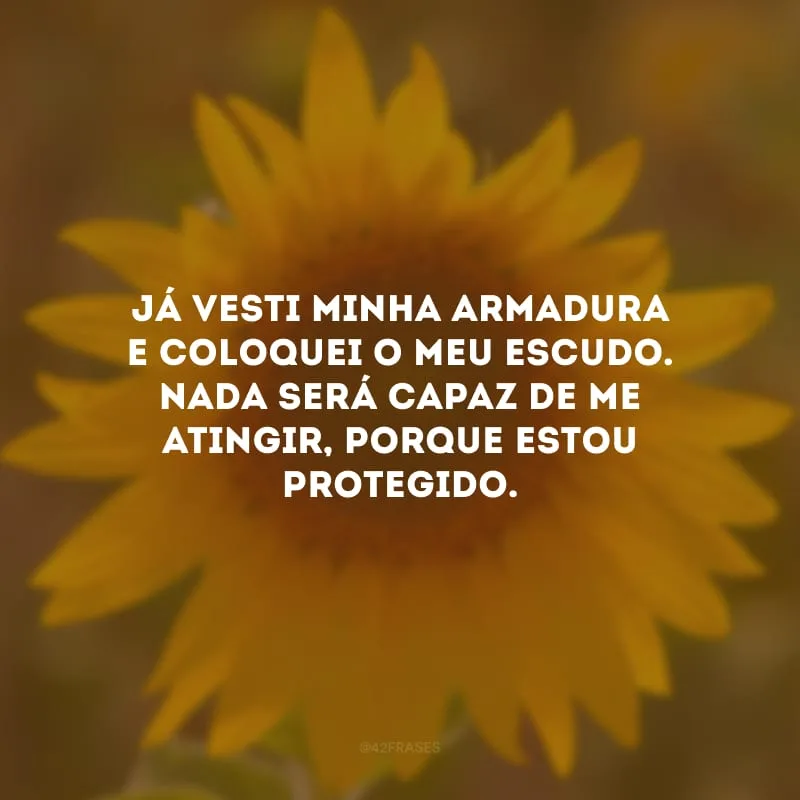 Já vesti minha armadura e coloquei o meu escudo. Nada será capaz de me atingir, porque estou protegido.