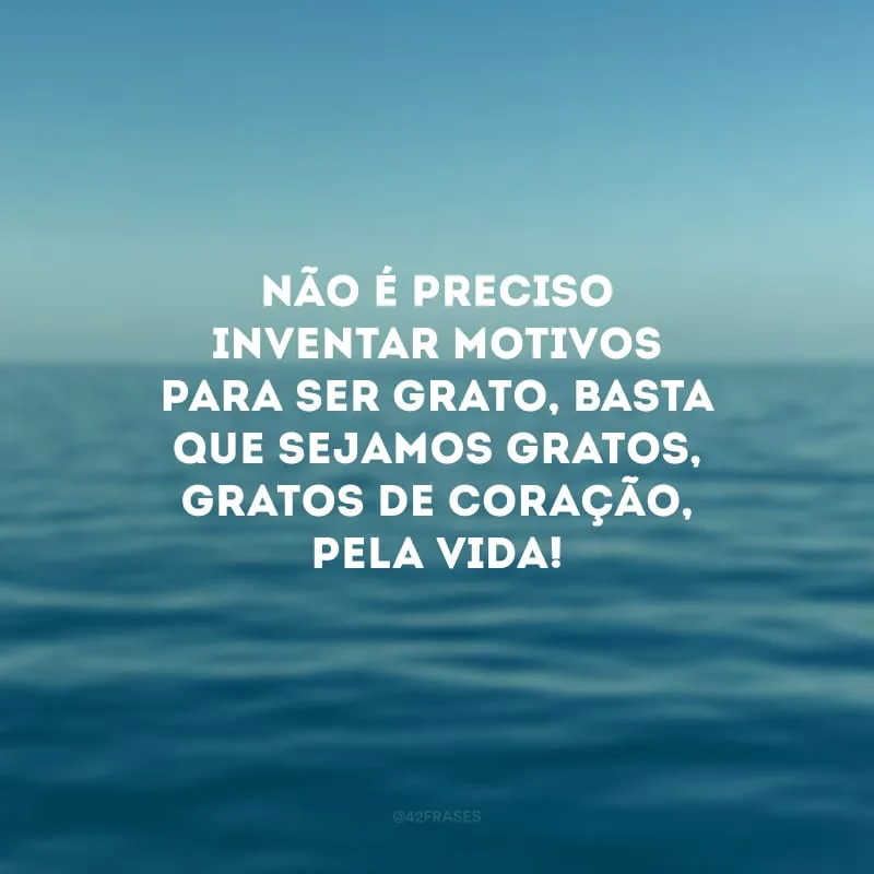 Não é preciso inventar motivos para ser grato, basta que sejamos gratos, gratos de coração, pela vida!