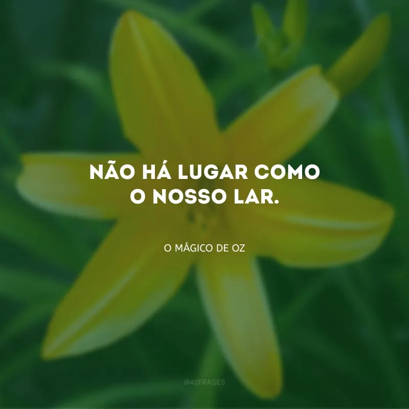 Não há lugar como o nosso lar.