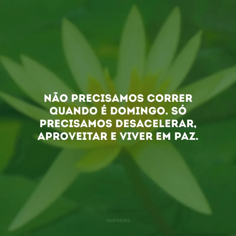 Não precisamos correr quando é domingo. Só precisamos desacelerar, aproveitar e viver em paz.
